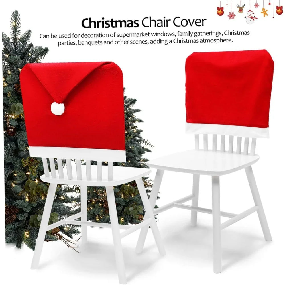 Christmas Chair Covers, Santa Claus Hat Slipcover Xmas Chair Back Cover For Christmas Din EX-STOCK Canada