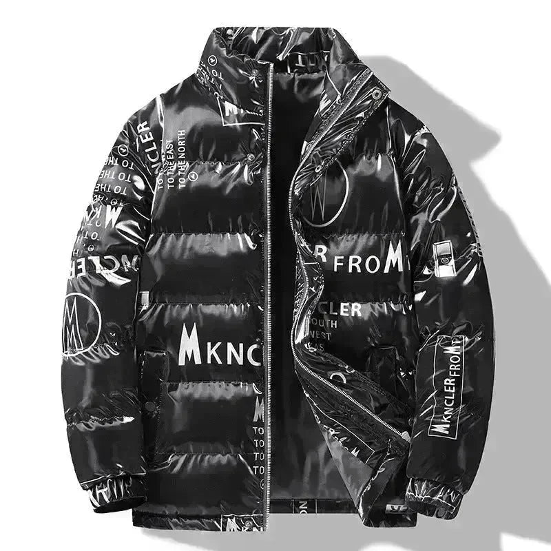 Men's Winter Fashion Printed Zip button Thick Rain Puffer Jacket - EX-STOCK CANADA