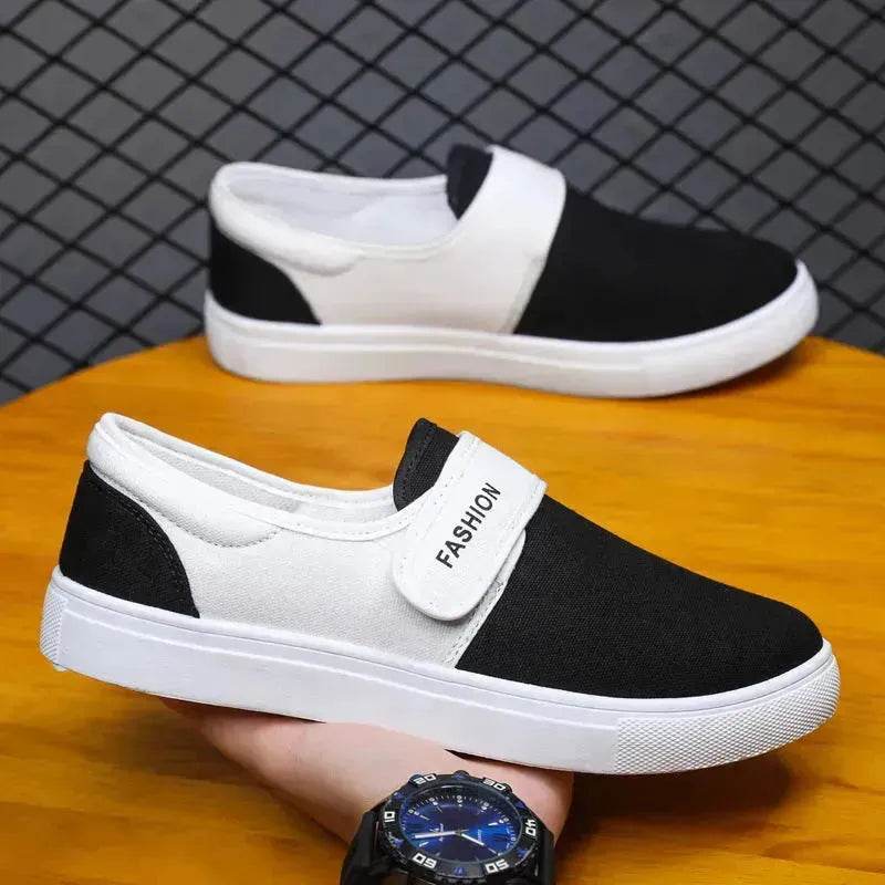 Canvas Flat Shoes Men Velcro Fashion Casual Unisex Sneakers - EX-STOCK Canada