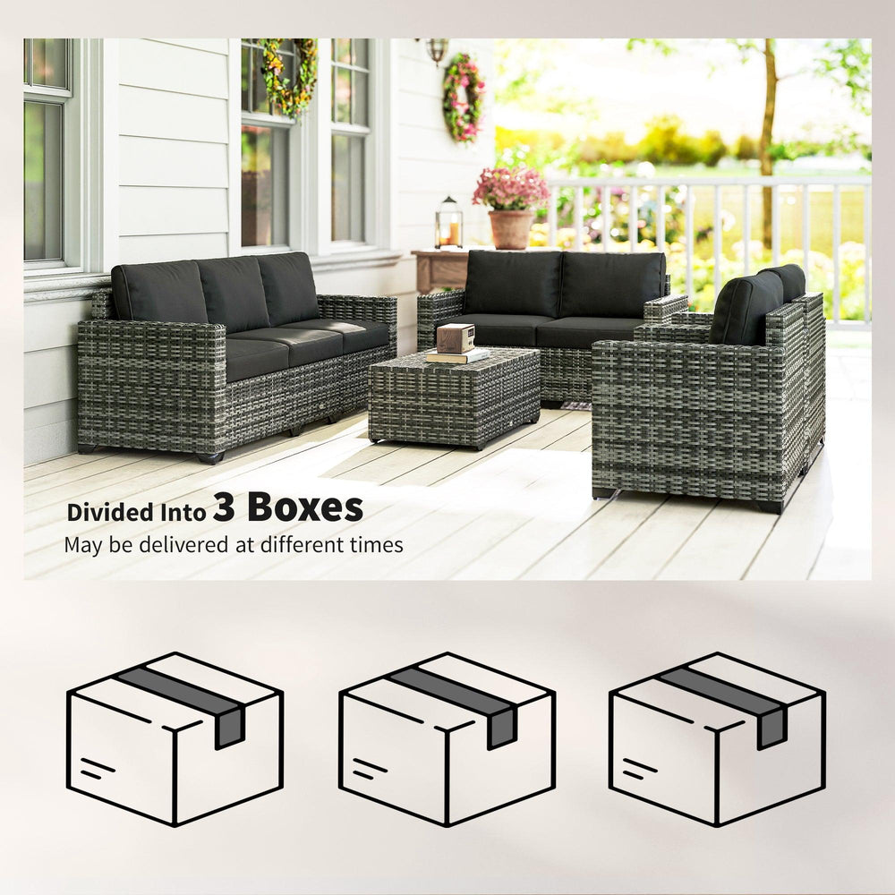 Gartenmöbel-Set, Kissen, Sofa, Zweisitzer, Aufbewahrungstisch, GrauEX-STOCK Canada