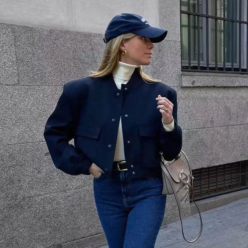 Fall Single Breasted Cashmere Cropped Jacket for women - EX-STOCK Canada