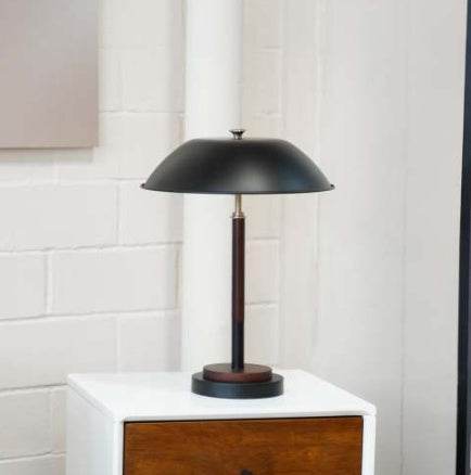 High Quality Hotel European Modern Bed Side Nightstand Decorative Led Table Desk Lamp, Cosmiclume Black Umbrella Shaped Table Lamp - Walnut - Bronze 110V - EX-STOCK Canada