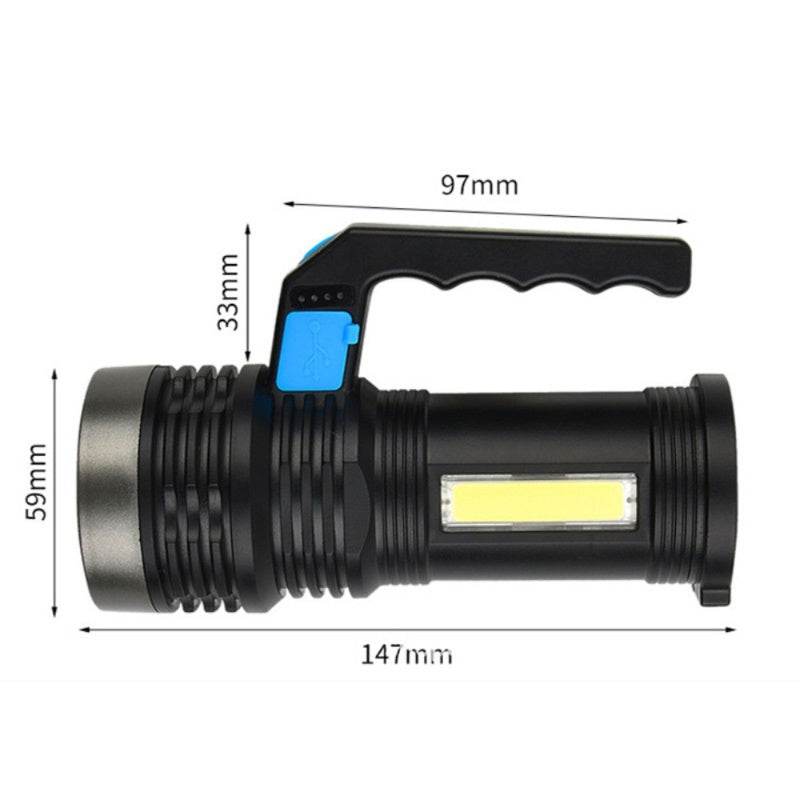 LED Flashlight USB Rechargeable Torch COB Spotlight Camping Light High Lumens Emergency Lamp 3 Modes Waterproof - EX-STOCK Canada