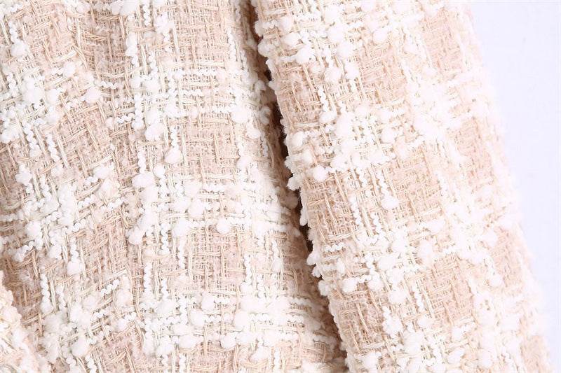 Elegant Luxury Lapel Long Sleeved Double Breasted Check tweed Blazer Women - EX-STOCK Canada