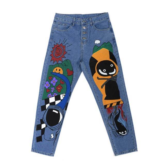 Cartoon Printed Jeans Pants Trousers For Women - EX-STOCK Canada