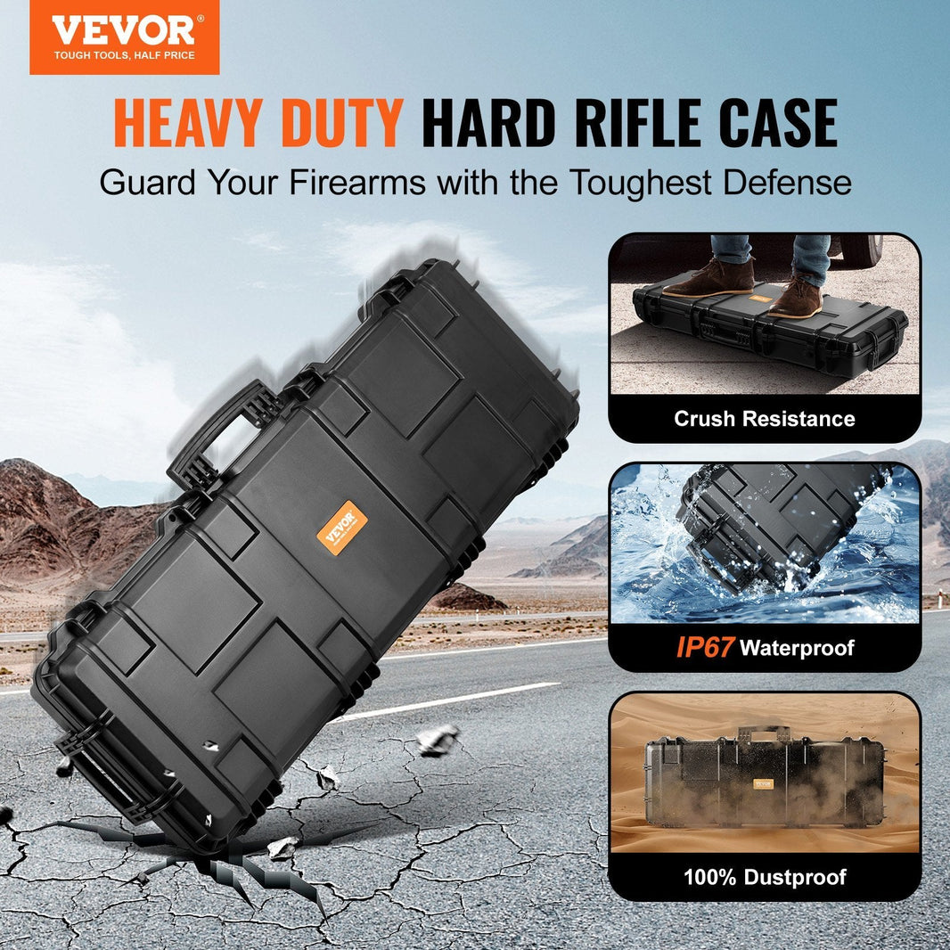 Tactical Range Case, Outdoor Tactical Hard Case With 3 Layers Fully-protective Foams, 42 Inch Lockable Hard Tactical Range Case With Wheels, IP67 Waterproof & Crushproof EX-STOCK