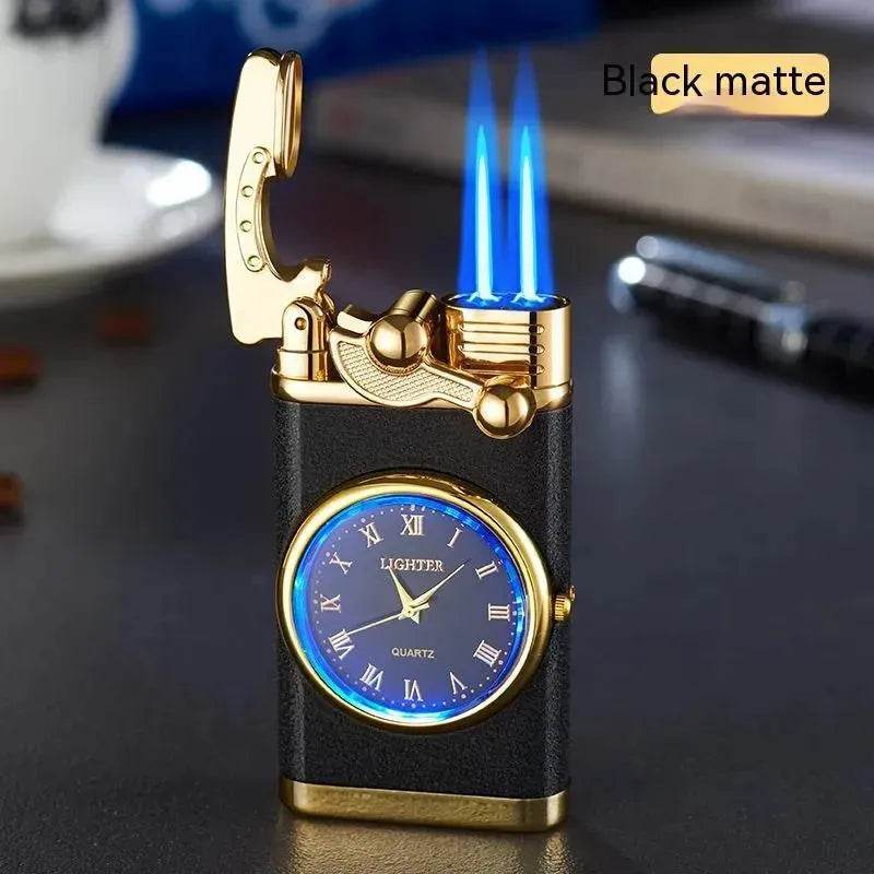 New Lighter With Electric Watch Rocker Arm Automatic Ignition Straight Blue Flame Lighter Creative Real Dial Inflatable Windproof Cigar Lighter Men's Watch Gift - EX-STOCK Canada