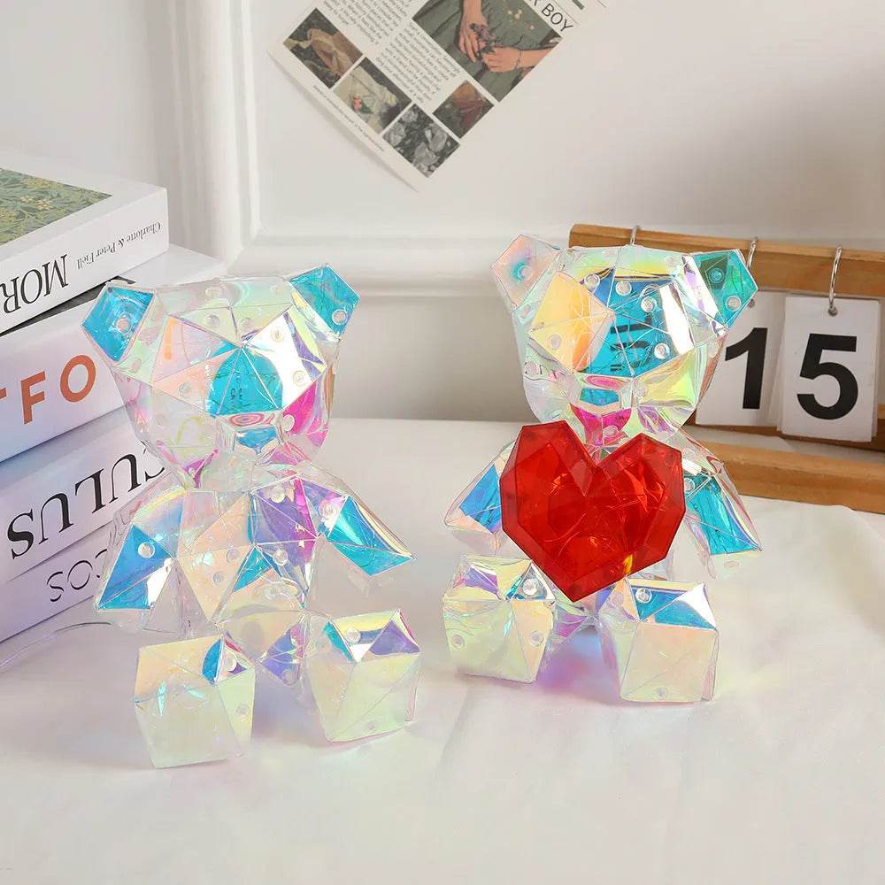 Laser Cross-border Colorful Bear Birthday Christmas Gift Diy Decoration Valentine's Day Gift Bear Night Light - EX-STOCK Canada