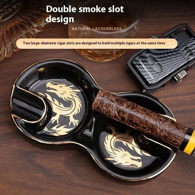 Portable 8-shaped Double Smoke Groove Ceramic retro Cigar Ashtray - EX-STOCK Canada