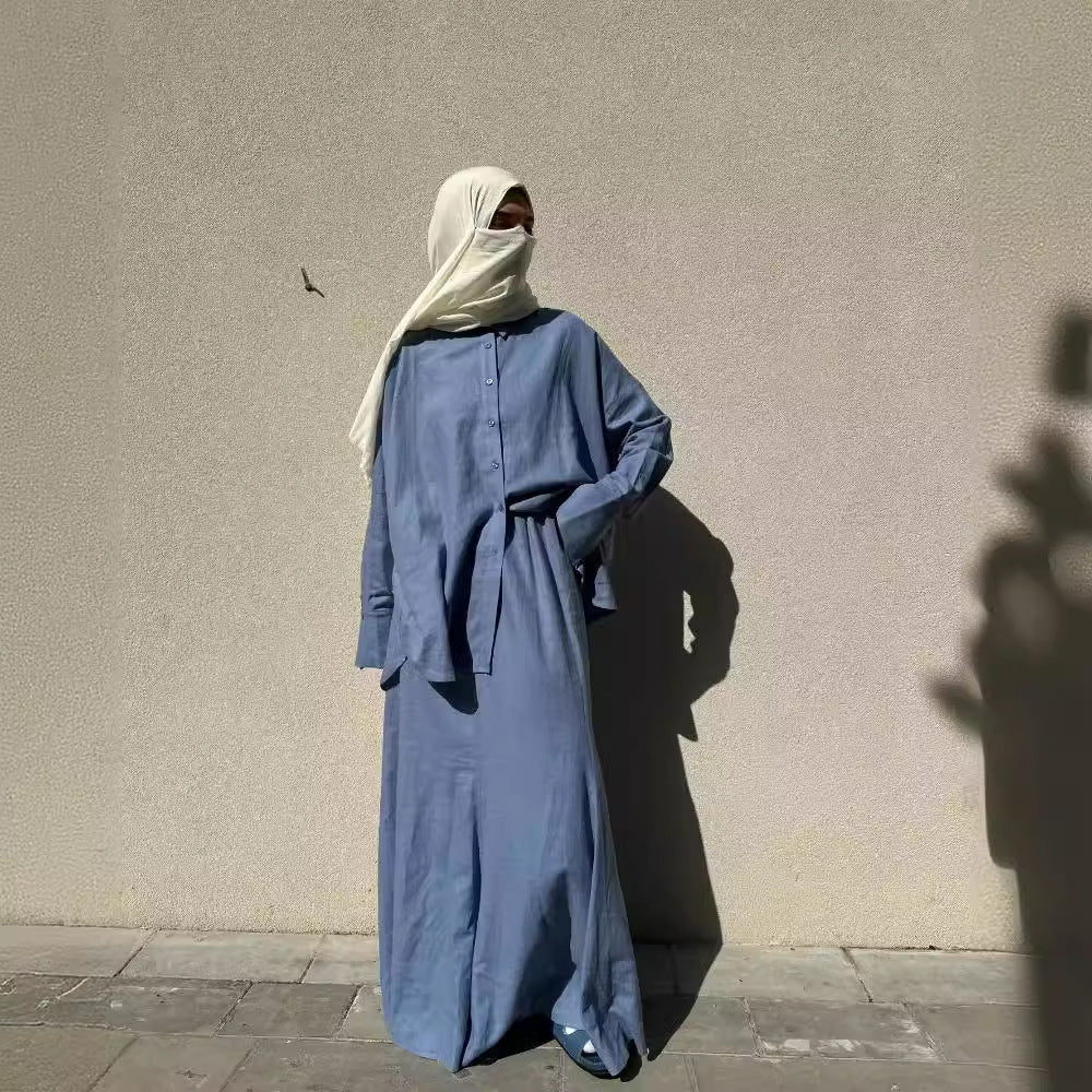 Women's Muslim Loose Long Sleeve Shirt Skirt - EX-STOCK Canada
