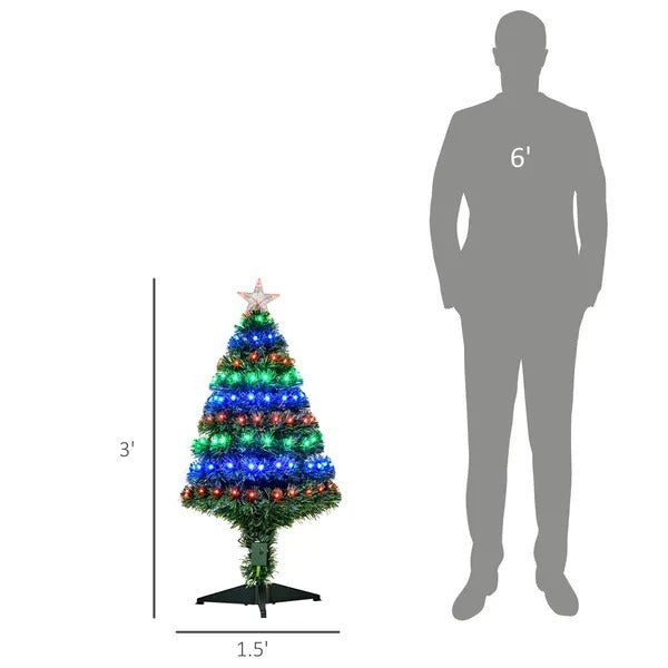 3FT Pre-lit LED Optical Fiber Christmas Tree Artificial Holiday Decor With Stand EX-STOCK Canada