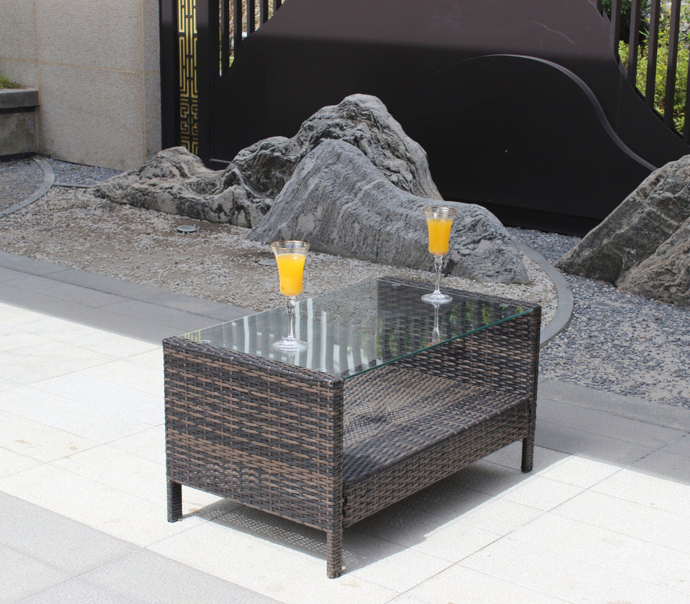 Outdoor-Patio-Möbel-Couchtisch mit klargespannter SicherheitsglasplatteEX-STOCK Canada