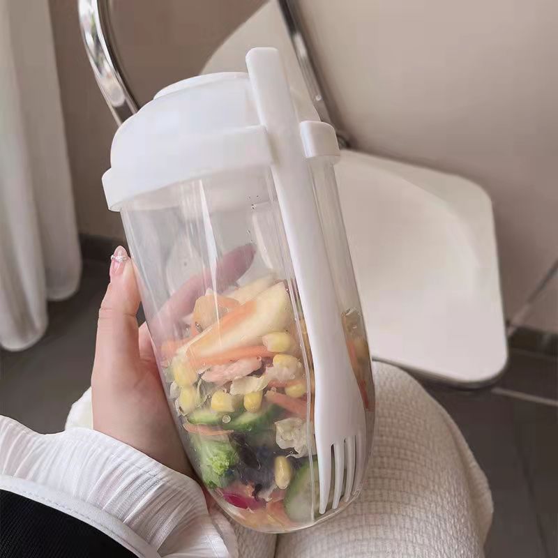 Breakfast Oatmeal Cereal Nut Yogurt Salad Cup Container Set With Fork Sauce Cup Lid Bento Food Taper Bowl Lunch Box EX-STOCK