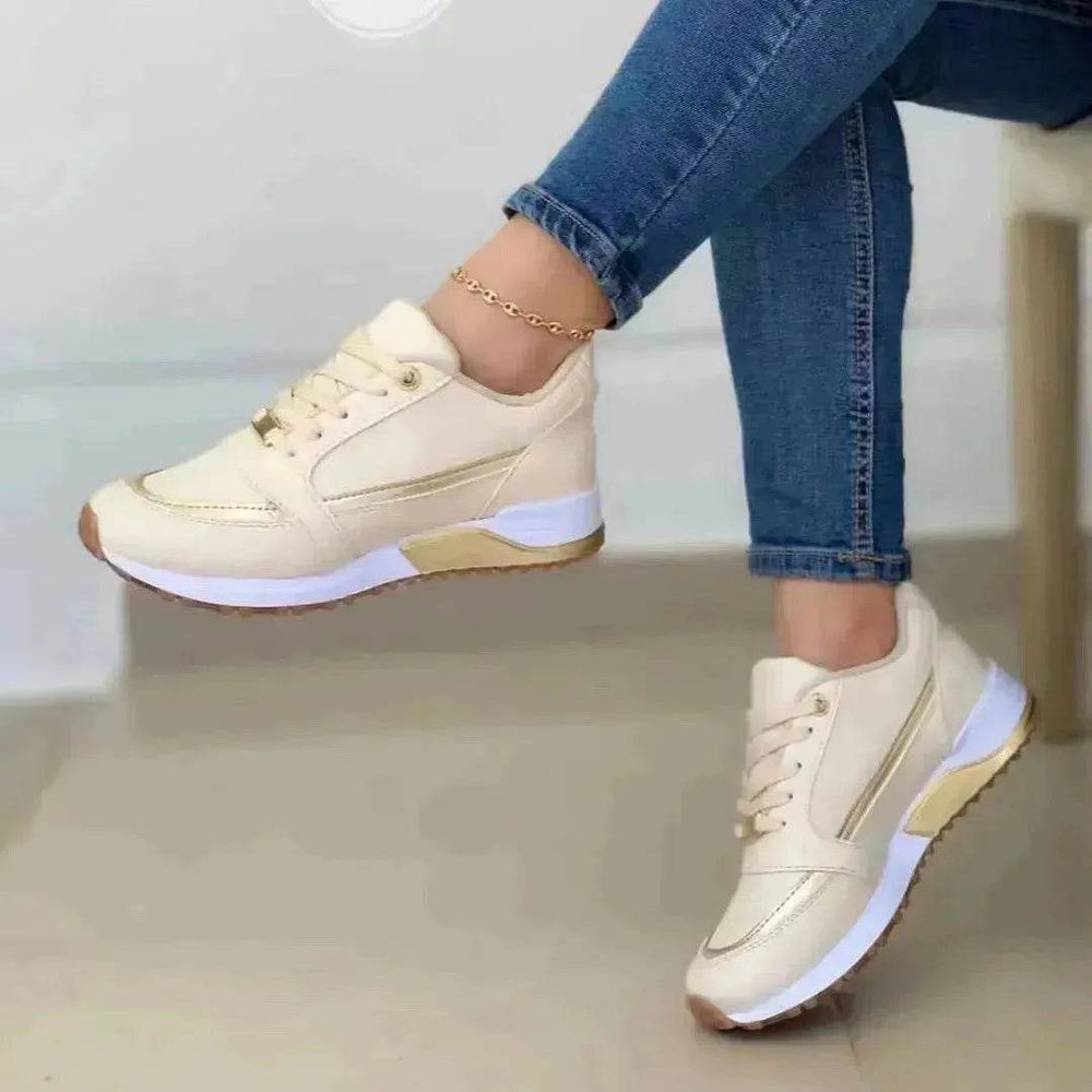 Fashionable Casual Lace-up Flat Shoes Women Shallow Round Toe Sports Outing Work Sneakers - EX-STOCK Canada