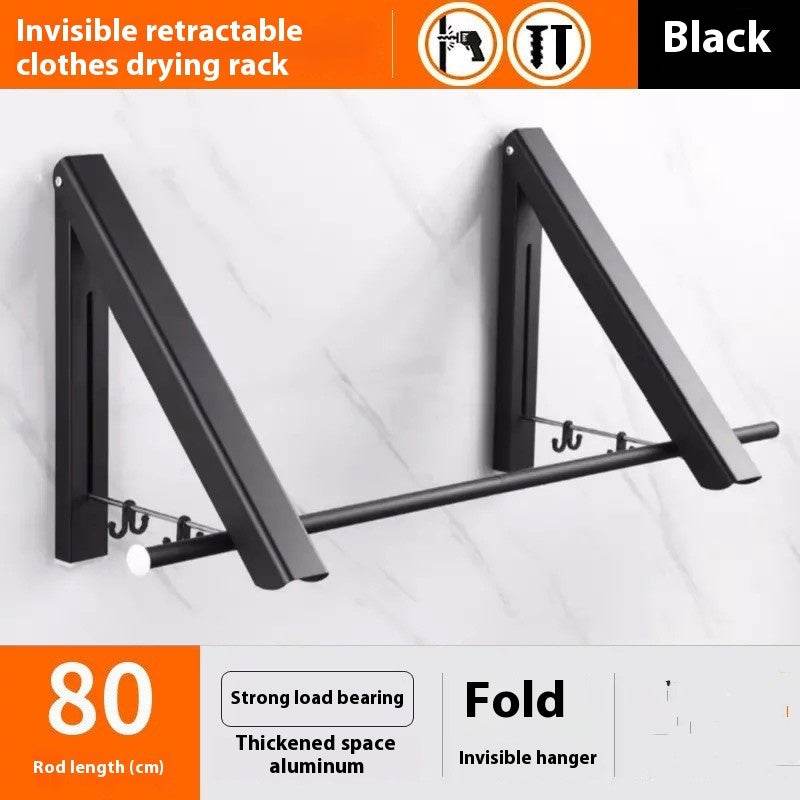 Punch-free Space Aluminum Foldable Invisible Folding Retractable Wall Hanger for Waterproof Hanging Underwear Coat Hanger - EX-STOCK Canada