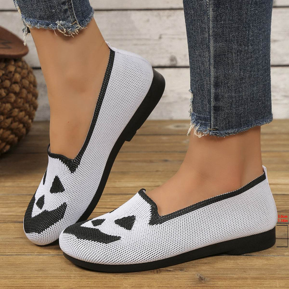 Women's Halloween Pumpkin Printed Breathable Flying Woven Shoes - EX-STOCK Canada