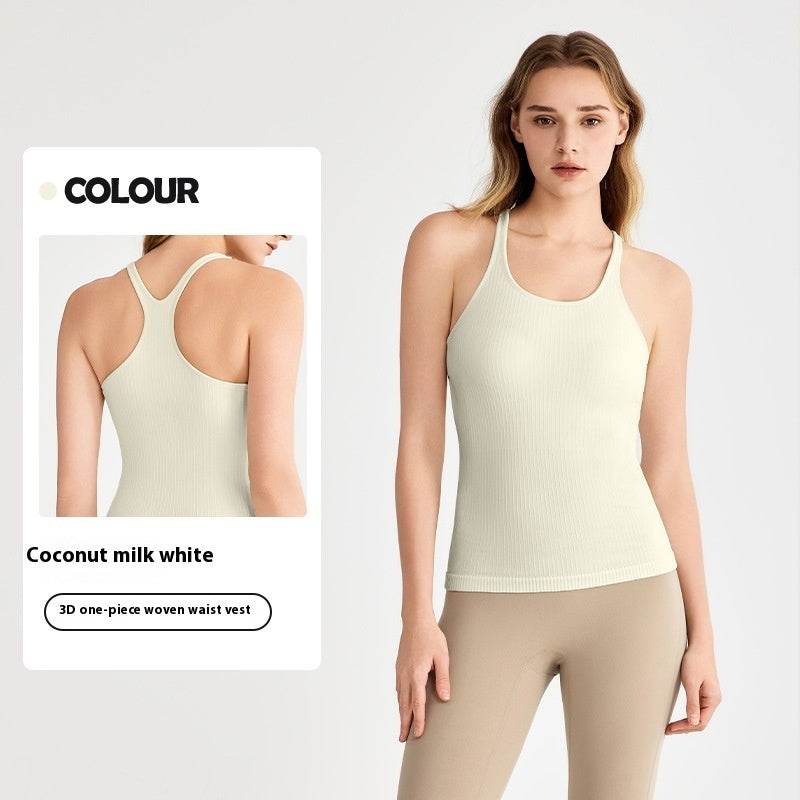 yoga clothes sleeveless Vest With Chest Pad Workout Top - EX-STOCK Canada