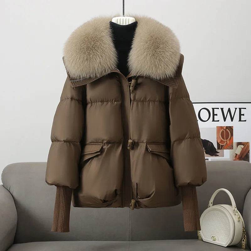 Women Cotton-padded Down Jacket Fur Collar Thick Puffer Winter Coat - EX-STOCK Canada
