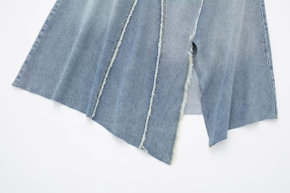 Fashionable Asymmetric High Waist Midi Denim Split Skirt - EX-STOCK Canada