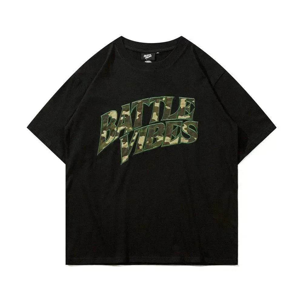 Camouflage Paste Cloth Embroidery Lettered Casual T-shirt - EX-STOCK Canada