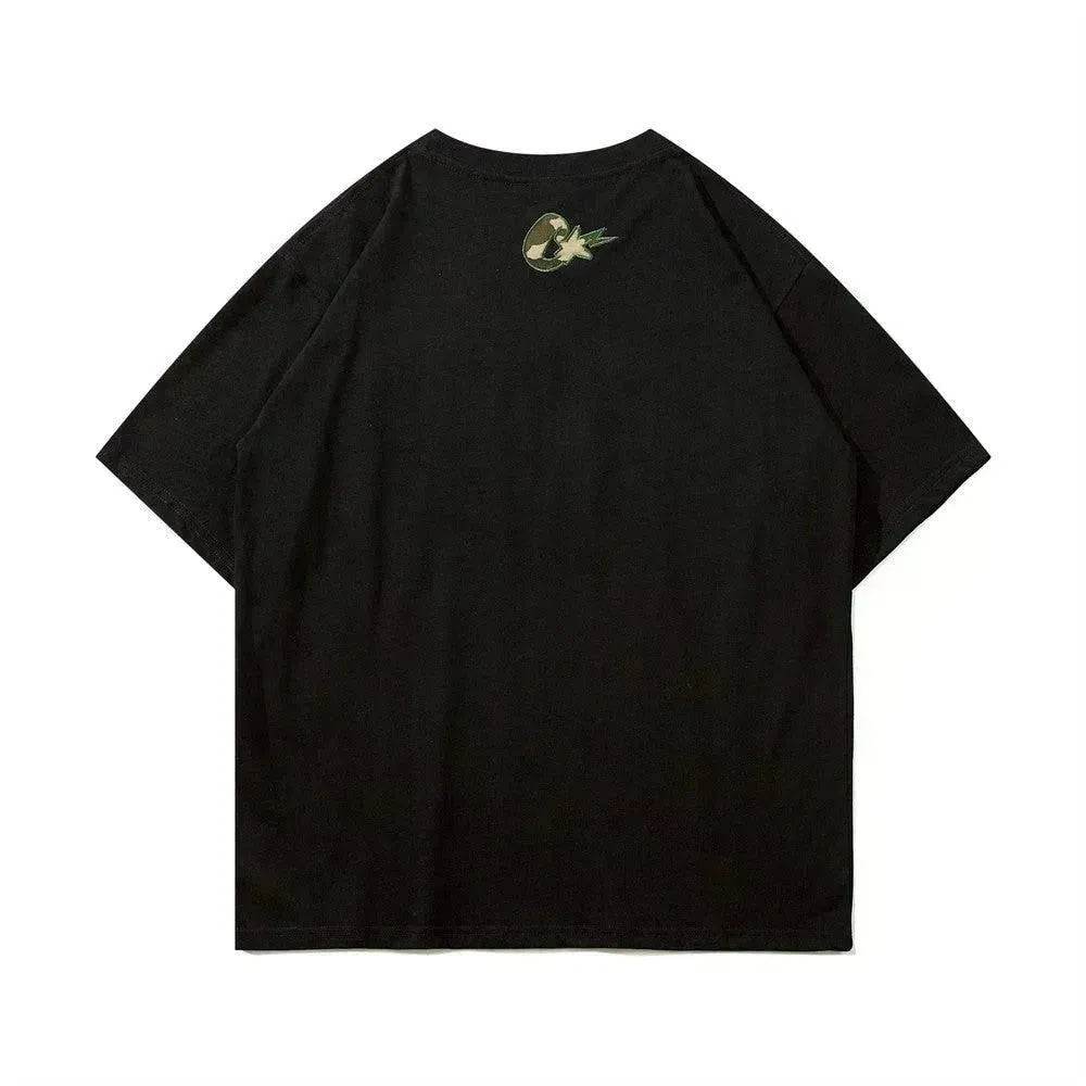 Camouflage Paste Cloth Embroidery Lettered Casual T-shirt - EX-STOCK Canada