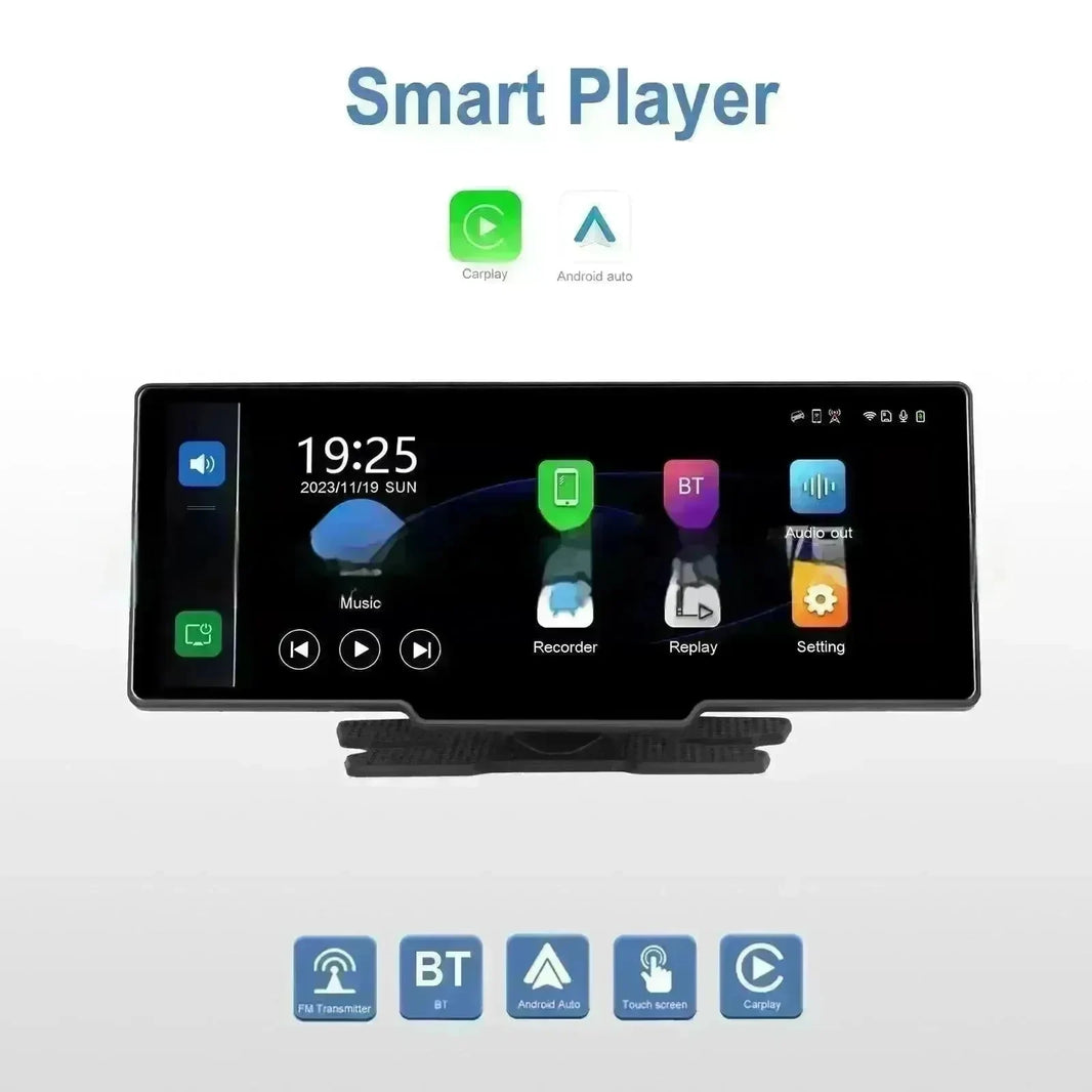 Car Smart Player HD PND 10 26-inch DVR With Rear View Three-way Camera Car play Android Auto reversing Wide angle 1920x1080 HD Car Camera - EX-STOCK CANADA