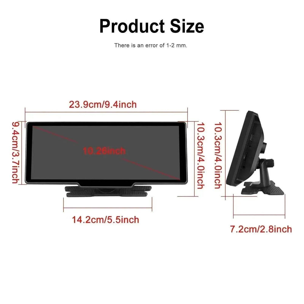 Car Smart Player HD PND 10 26-inch DVR With Rear View Three-way Camera Car play Android Auto reversing Wide angle 1920x1080 HD Car Camera - EX-STOCK Canada