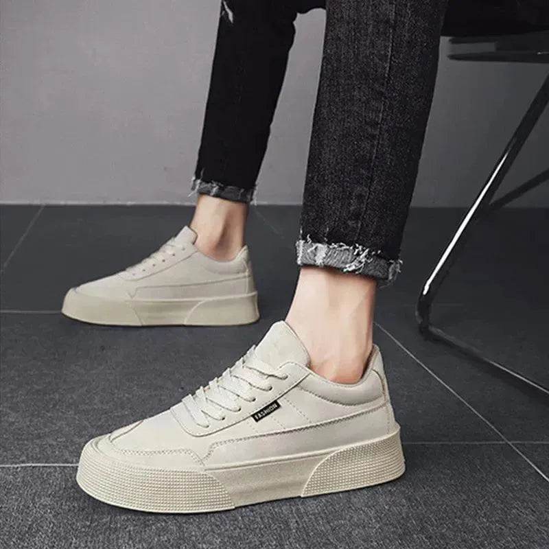Casual Board Flat Shoes Men Breathable Thick-soled Lace-up Sneakers For Walking Running - EX-STOCK Canada