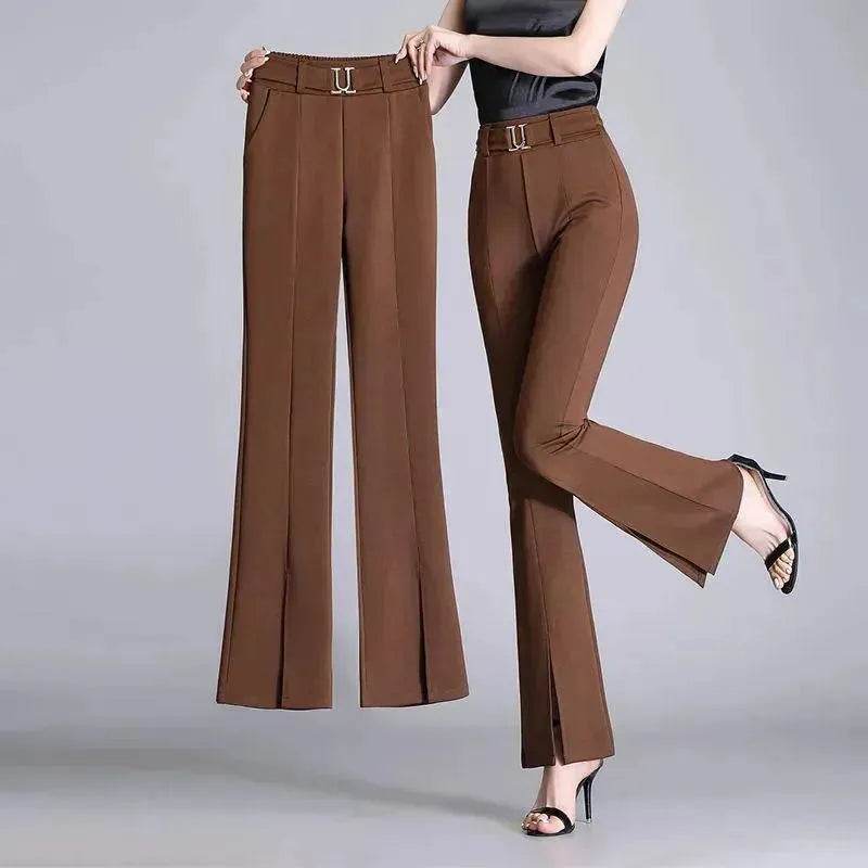 Formal Office Work High-Waisted Wide-Leg trouser Pants for Women - EX-STOCK Canada