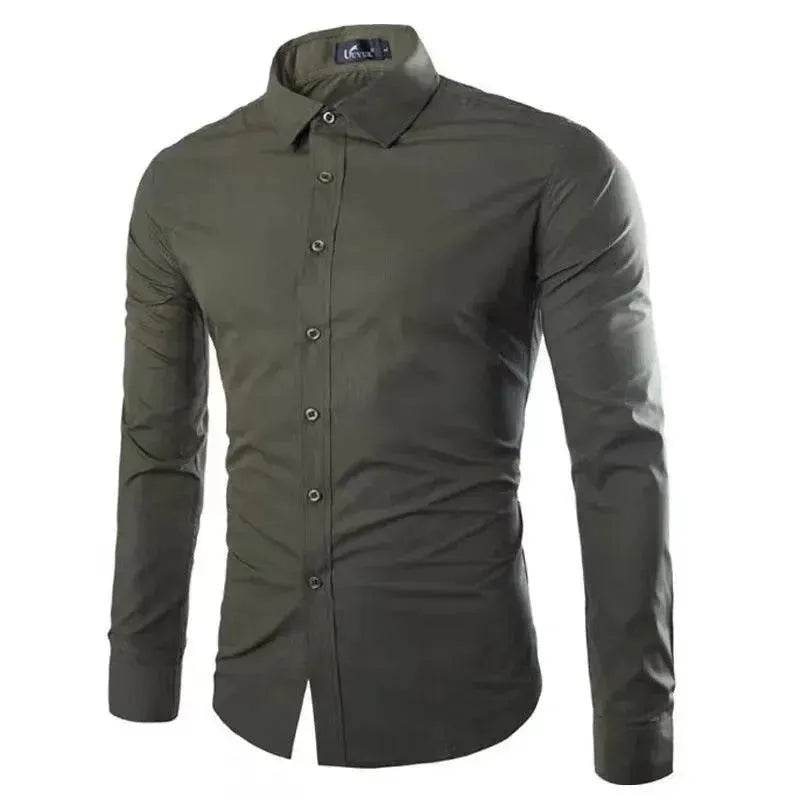 Casual Polo Collar Ironing Free Long Sleeves Shirt For Men - EX-STOCK Canada