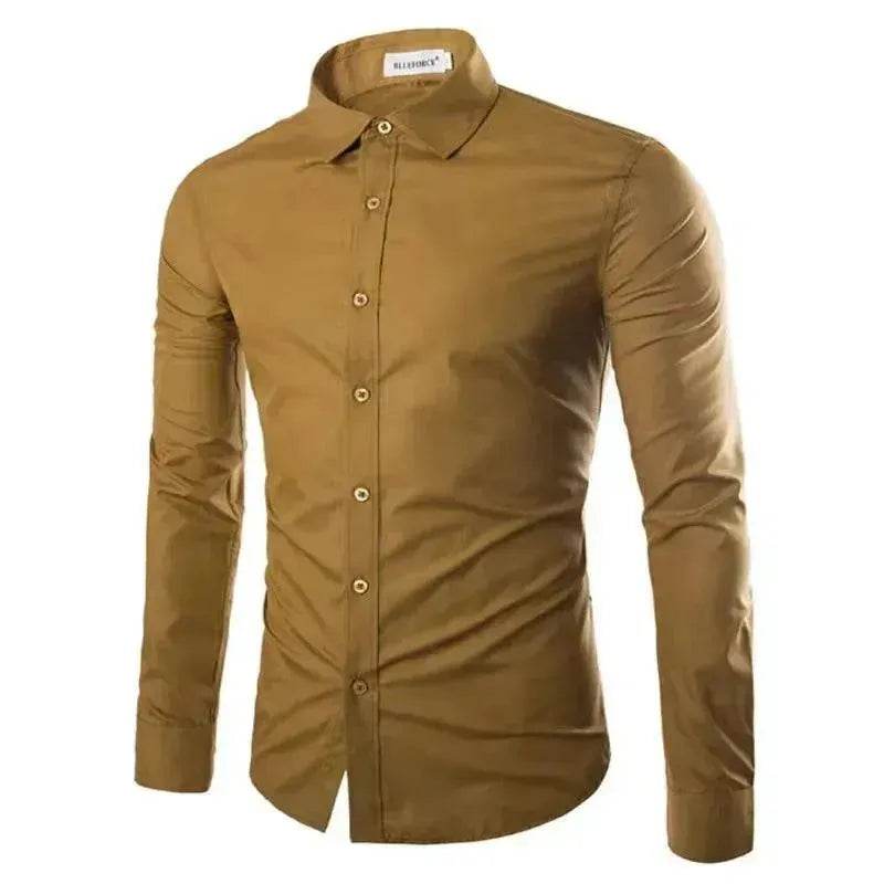 Casual Polo Collar Ironing Free Long Sleeves Shirt For Men - EX-STOCK Canada