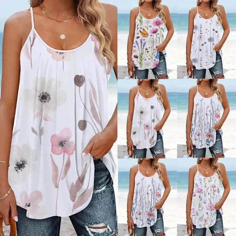 Casual Round Neck sleeveless loose summer Beach top women - EX-STOCK Canada