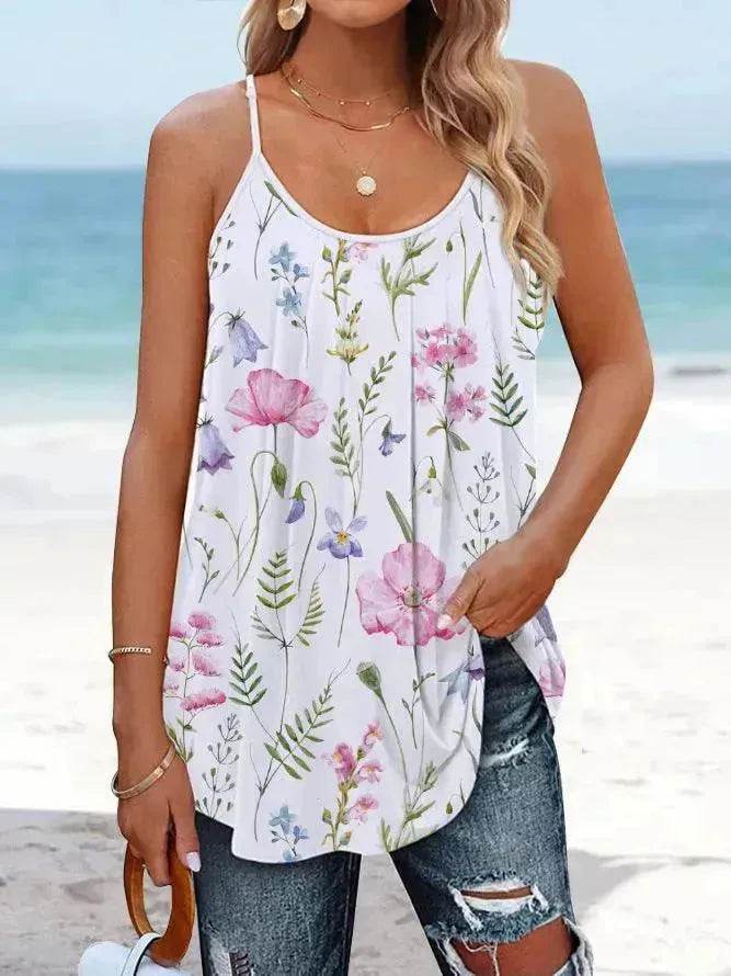 Casual Round Neck sleeveless loose summer Beach top women - EX-STOCK Canada