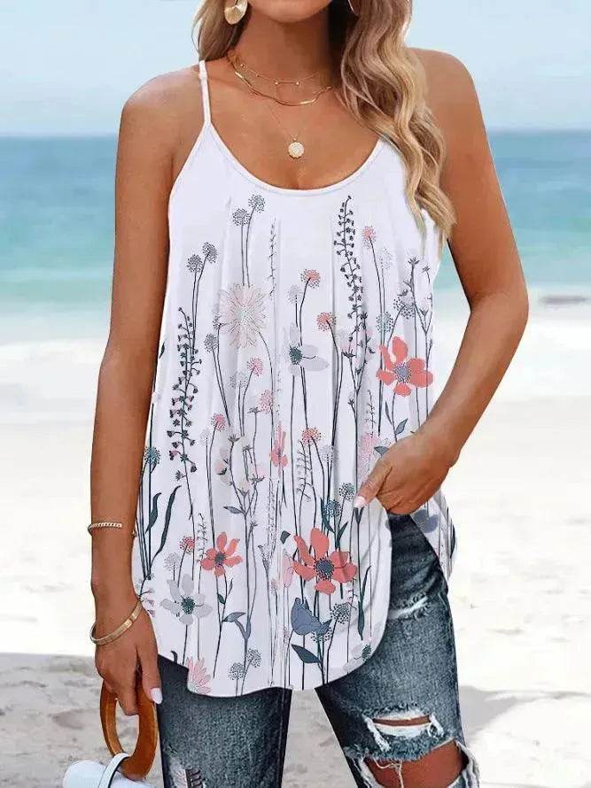 Casual Round Neck sleeveless loose summer Beach top women - EX-STOCK Canada