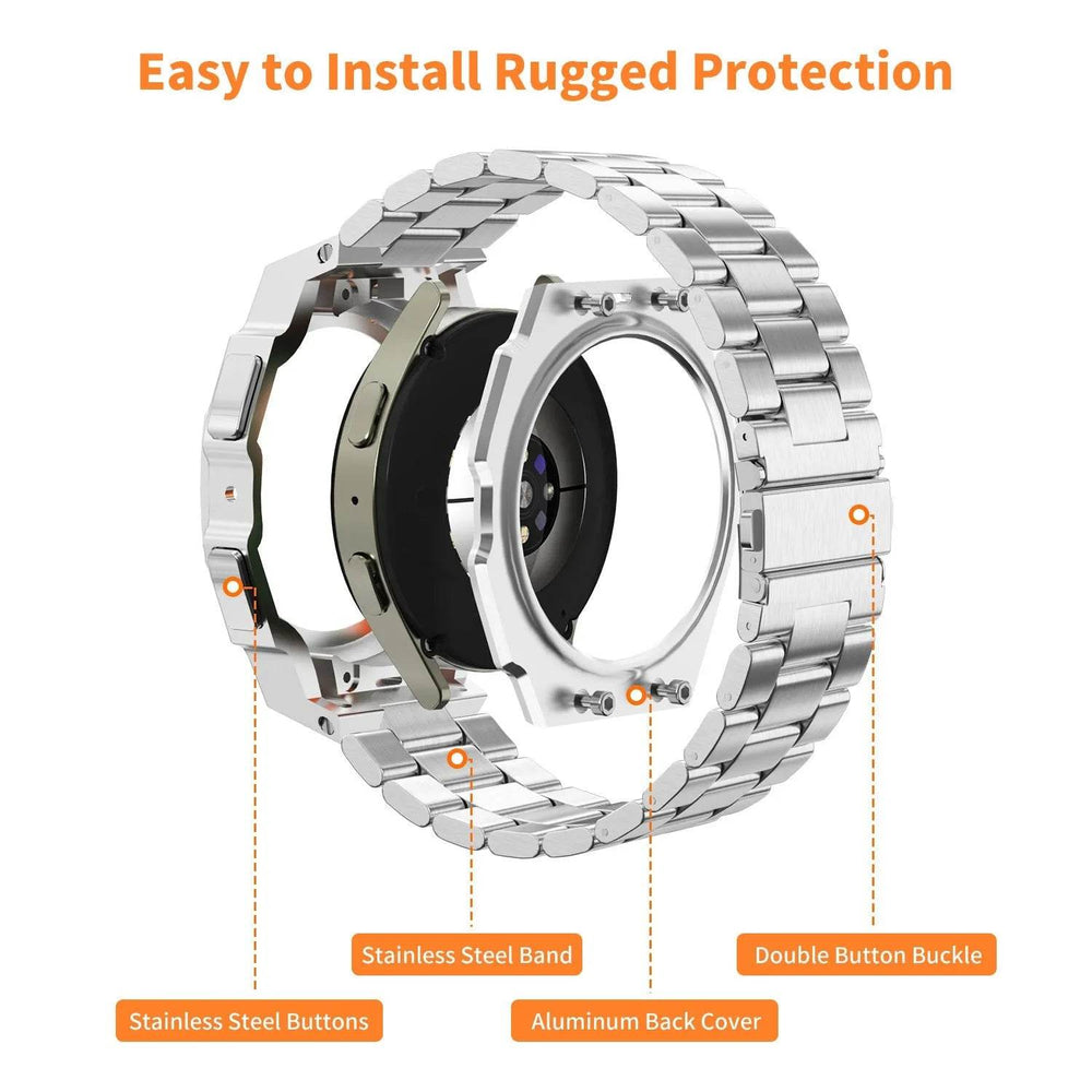 Suitable For Galaxy Watch 7 Generation 44mm Metal Protective Case Strap - EX-STOCK Canada