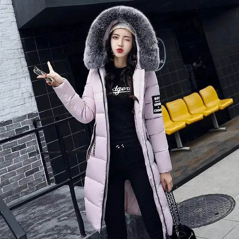 Long Zip up Faux fur Collar Hooded Winter Puffer coat women - EX-STOCK Canada