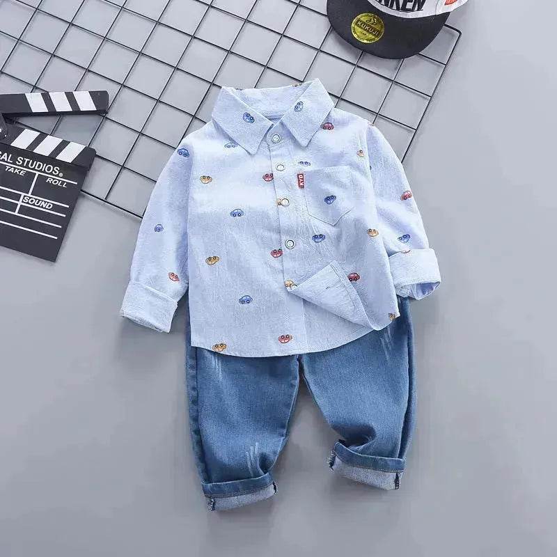 Children's Clothing Autumn Clothing Casual Long sleeve Shirt Two-piece for Boys - EX-STOCK Canada