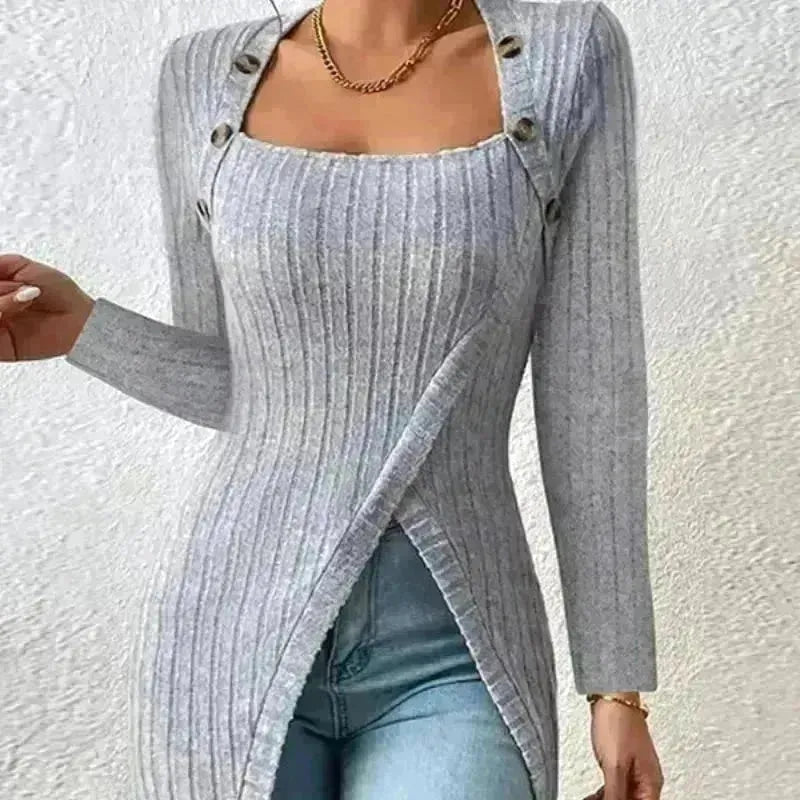 Herbst- und Winterquadrat -Nackenkaschmir -Tunika -Top -Top -Top