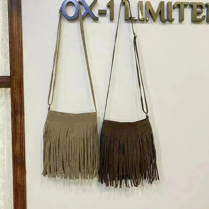 Borsa a tracolla semplice e popolare marginale di nappa artistica