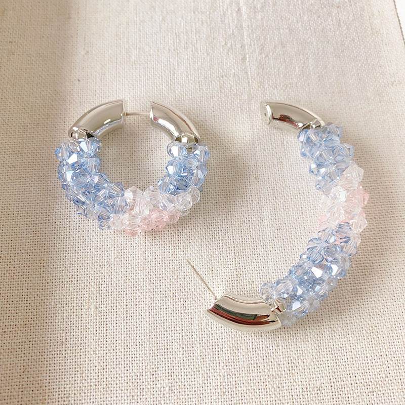 Colored Beaded Earrings Copper White Gold Plated - EX-STOCK Canada