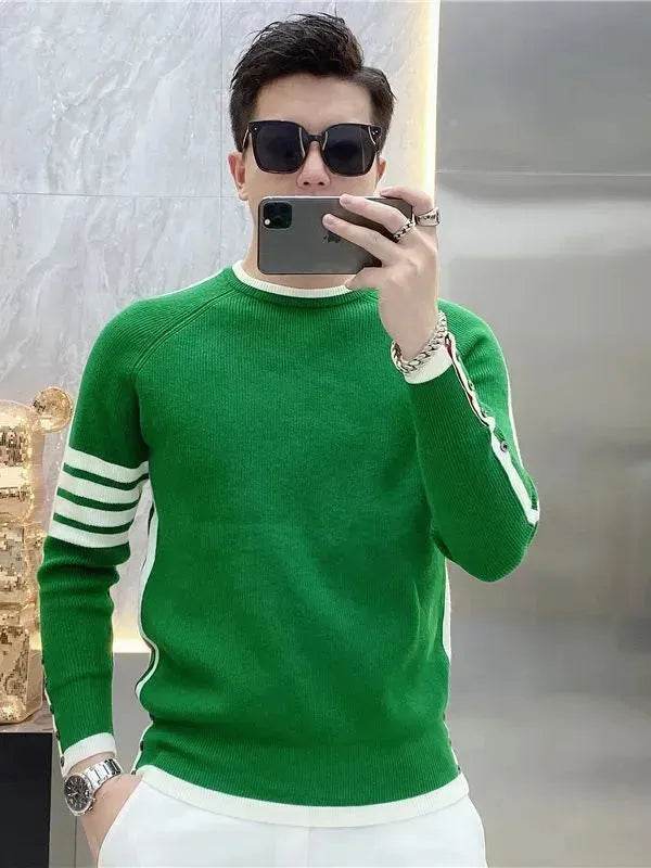 Simple All-match Slim fit Round Neck Pullover Sweater top for men - EX-STOCK Canada