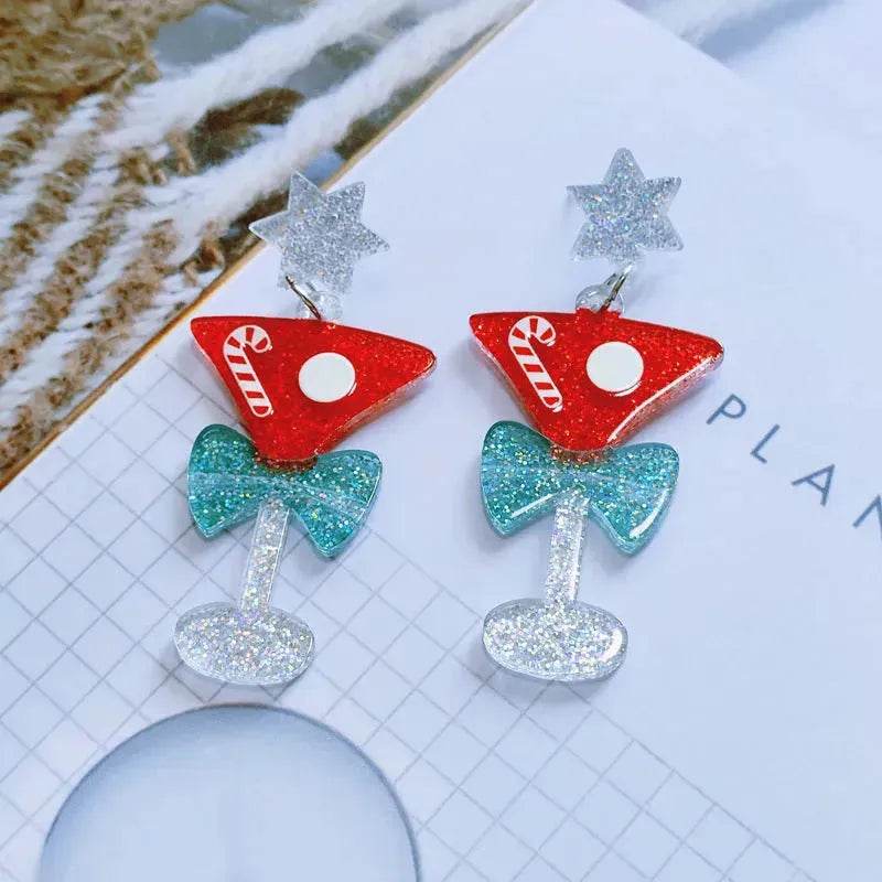 Sweet Christmas Tree Earrings With Rhinestones New Fashion Christmas Acrylic Earrings Women's Jewelry - EX-STOCK Canada