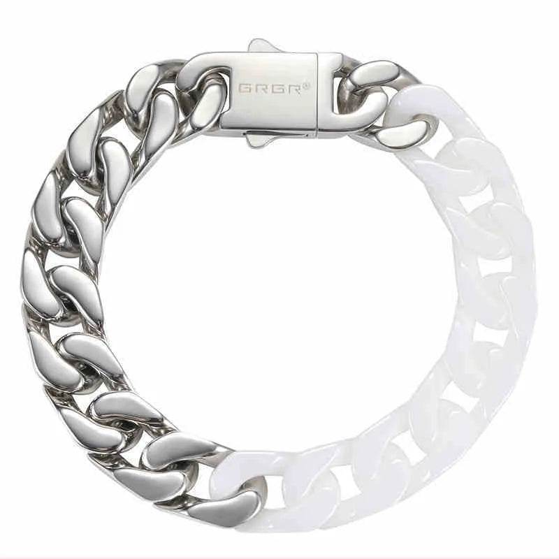 Spliced White Ceramic Cuban Link Chain Bracelet - EX-STOCK Canada