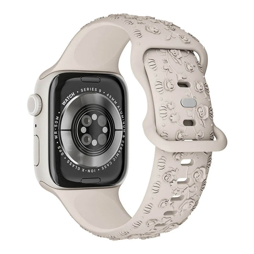 Embossed Rose Silicone Watch Strap - EX-STOCK Canada