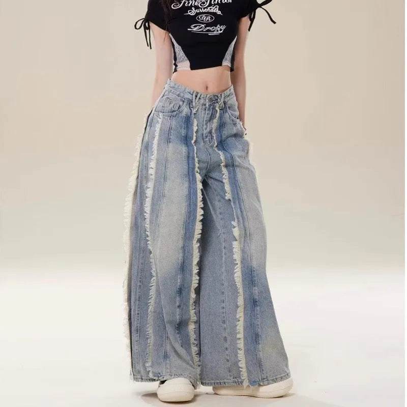 Jeans Destroyed Loose Burrs Wide Leg Bootcut Pants - EX-STOCK Canada