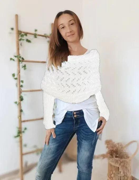 Autumn And Winter Warm Knitted Shawl Women's Hollowed-out Double Sleeve Shawl Collar Fashion Natural For Home And Party EX-STOCK Canada