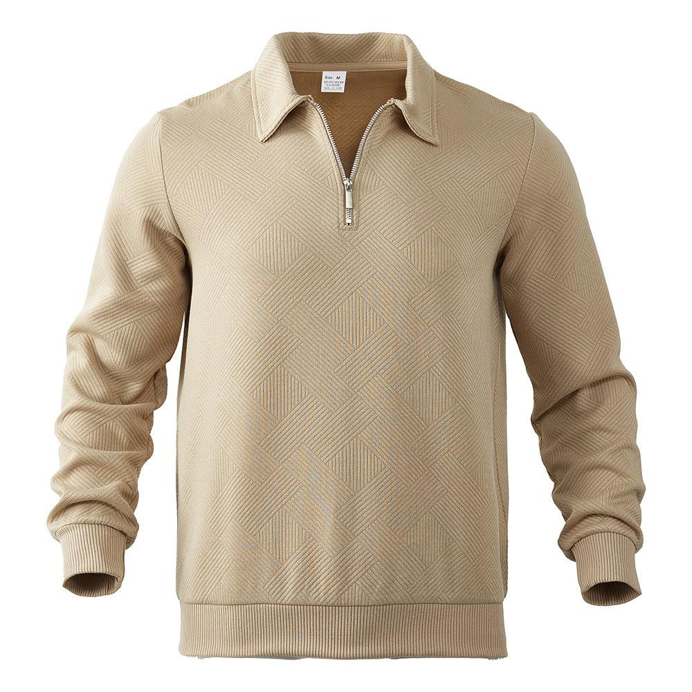 Sudadera de medio cierre con cuello de solapa y jacquard, moda, color sólido, manga larga, ropa para hombresEX-STOCK Canada
