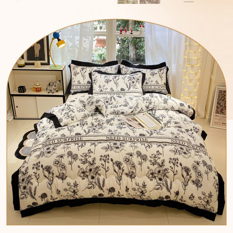 Thick Hepburn Black Lace Brushed Washed Cotton Duvet Insert Warm EX-STOCK Canada