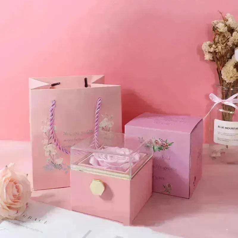 Fashion Acrylique Rotation de la Valentin Rose Rose Boîte-cadeau
