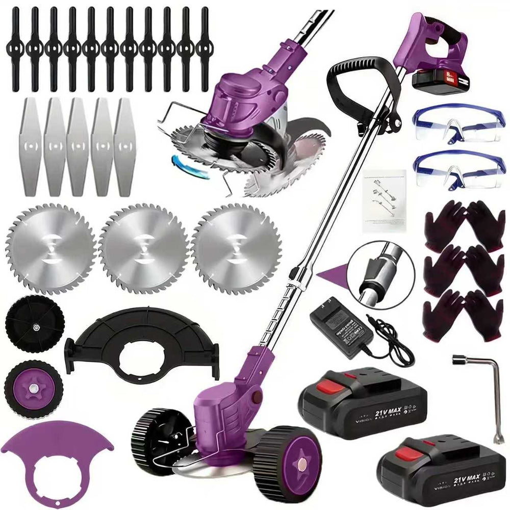 21V Electric Weed Eater With Wheels,Cordless Battery Weed Wacker With Charger, 2Batteries,3 In 1 Brush Cutter String Trimmer Grass Trimmer Lawn Mower,Edger For Garden And Yard Lawn,dealsforyoudays EX-STOCK Canada